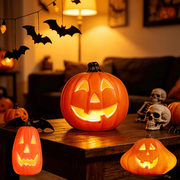 Yyuenw Halloween Jack-O'-Lantern LED Light, Waterproof Glowing Pumpkin Decoration for Outdoor Yard, Garden, Mall, Shop Window Display