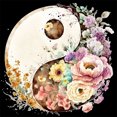 thumbnail image 1 of Kit de pintura por números sobre lienzo, arte al óleo artesanal, decoración artística de flores Ying Yang, 50x50cm, 1 of 9
