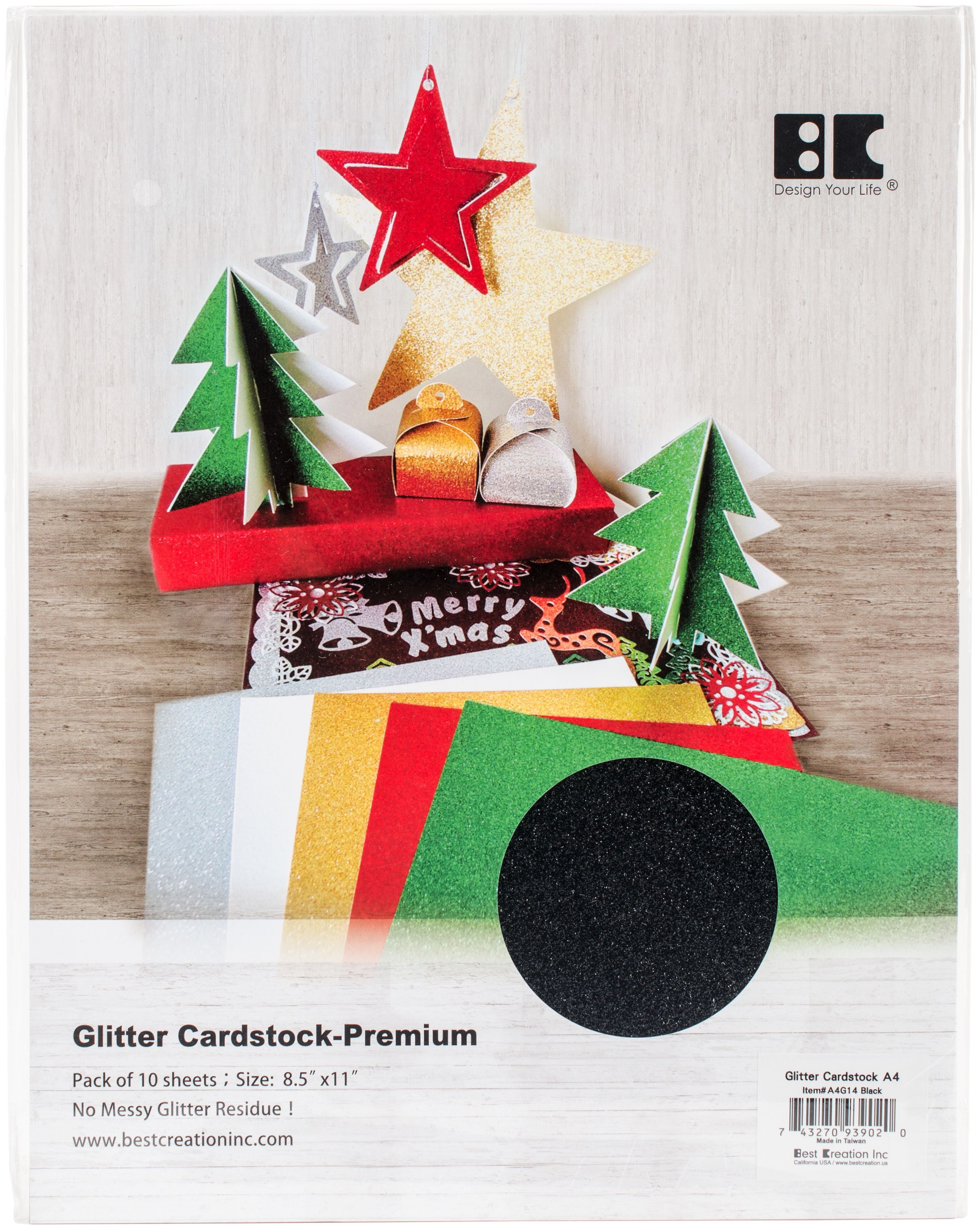 Photo 1 of Best Creation A4 Glitter Cardstock 8.5X11 10/Pkg-Black