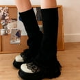 thumbnail image 2 of IWRICH Women' S Lace Leg Warmers Leg Warmer Knit White Black Flared Leg Socks Black, 2 of 6