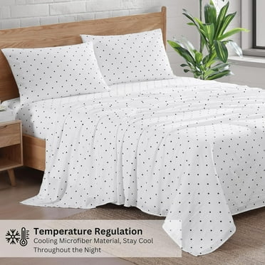 Sheets King Size Bed Set, Pre-Washed Ultra Soft & Breathable King Bed Sheets Set, Brushed Microfiber King Sheets, Cozy King Size Sheets Set with Deep Pockets - Polka Dot