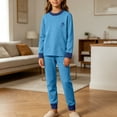 thumbnail image 5 of LEKWK Teen Boys Girls Pajamas Long Sleeve Tops and Elastic Waist Pants Kids Loungewear 2 Piece Outfits Fall Winter Comfy Casual Homewear 4-16Y, 5 of 8