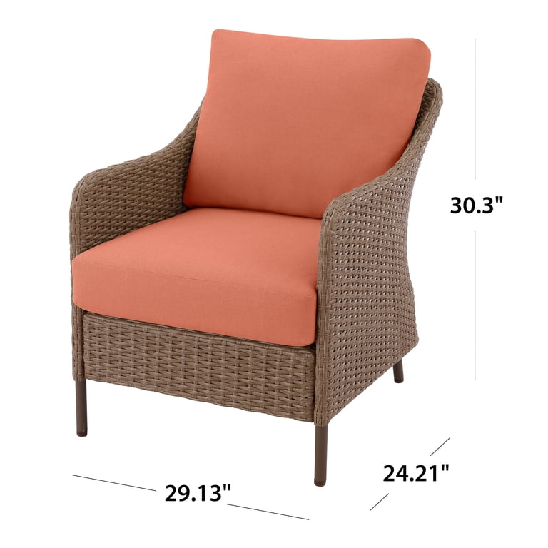 Mainstays Chelsea 2PK Outdoor Wicker Chat Chair, Terra Cotta