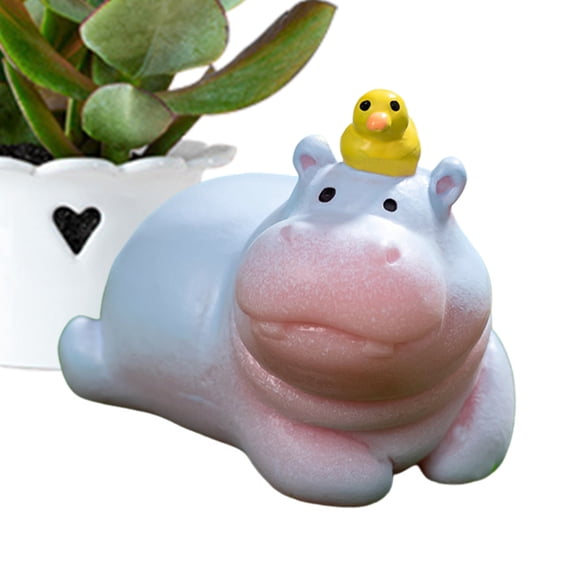 Ipretty Little Hippo Figurines Car Interior Animal Accessory Tiny Hippopotamus Figurines for Car Dashboard Resin Animal Ornament Home Decor Statue charming