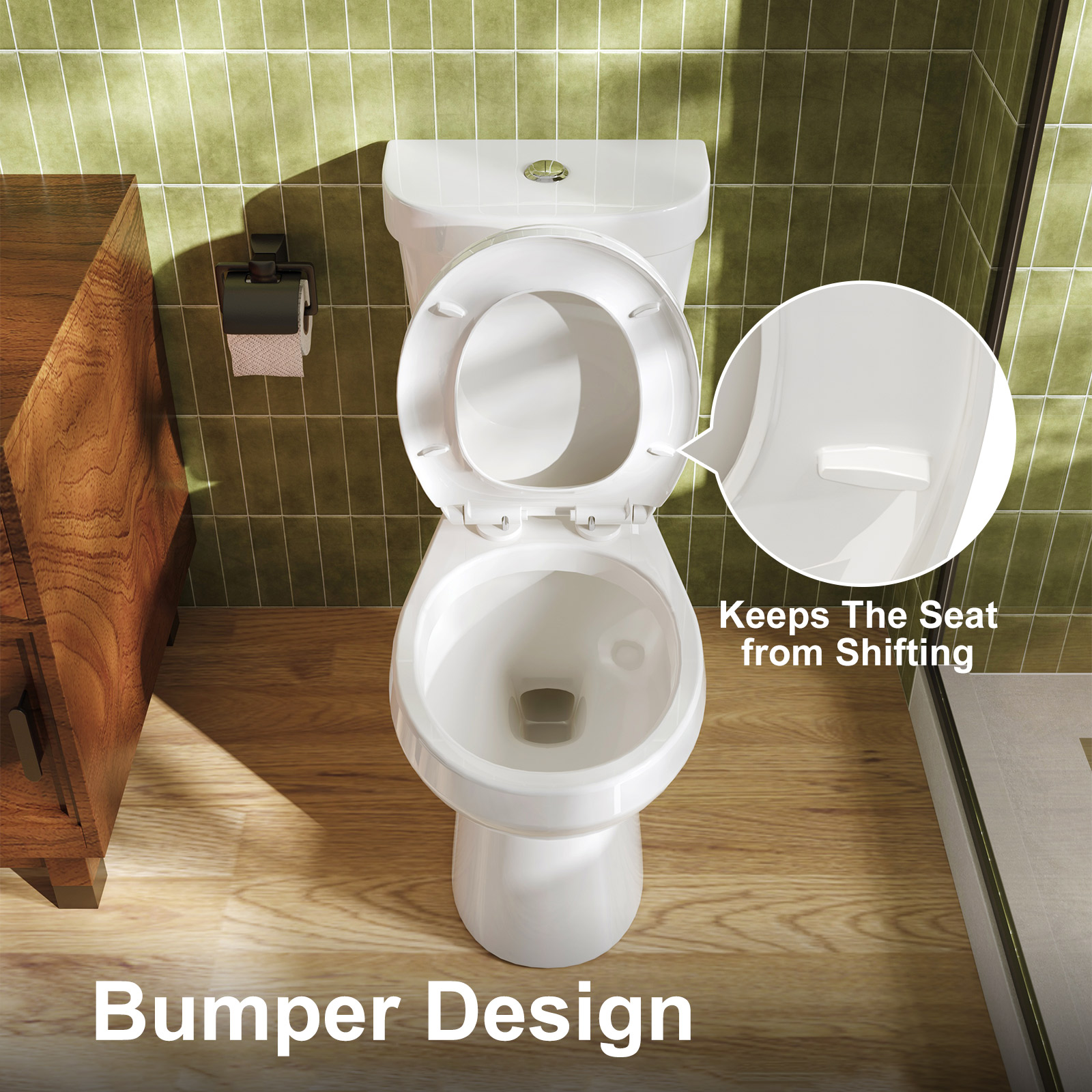 HOROW HWTT-R01D 1.28 GPF Two-Piece Round Chair Height Floor Mounted Toilet, Elongated Comfort Bathroom Toilet, Power Flush, White