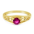 thumbnail image 6 of 14k Yellow Gold Round Pink Topaz And Diamond Ring, 6 of 6