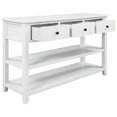 thumbnail image 2 of IVV Wood Console Table with 3 Drawers, 50" Sideboard Table with 2-Tier Open Shelves, Retro Style Entryway Table for Entryway Hallway,Living Room (Antique White), 2 of 10