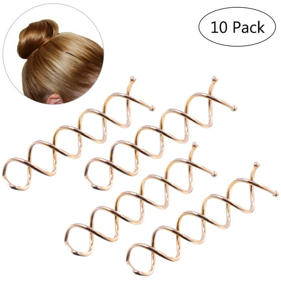 WHAMVOX FRCOLOR 10 Pcs Spiral Hair Clips Bun Stick Pick for DIY Hair Style (Rose Gold)