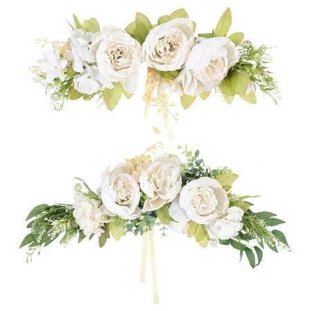 

HOMEMAXS 2pcs Wedding Arch Flowers Fake Floral Swags Lintel Rustic Artificial Floral Swag
