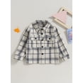 thumbnail image 2 of GXFC Little Boys Fall Plaid Shirt Jacket 3T 4T 5T 6T 7T Kids Boys Long Sleeve Turn-Down Collar Outerwear Casual Trucker Coat Clothing Top for Children Boys ,Spring Autumn, 2 of 8