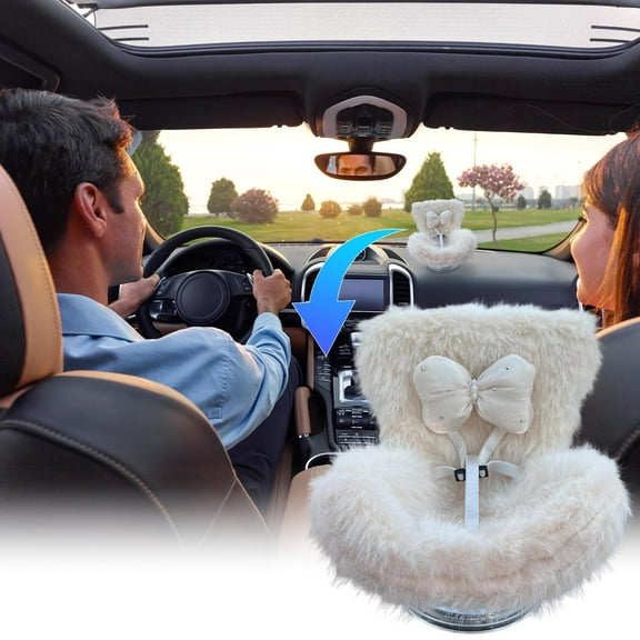 Doll Car Seat for 17cm Dolls, Doll Car Seat with Air Vent Clip and Desktop Stand, Cute and Functional Car Ornament for Doll Fans, Collectors [Bowknot] Beige