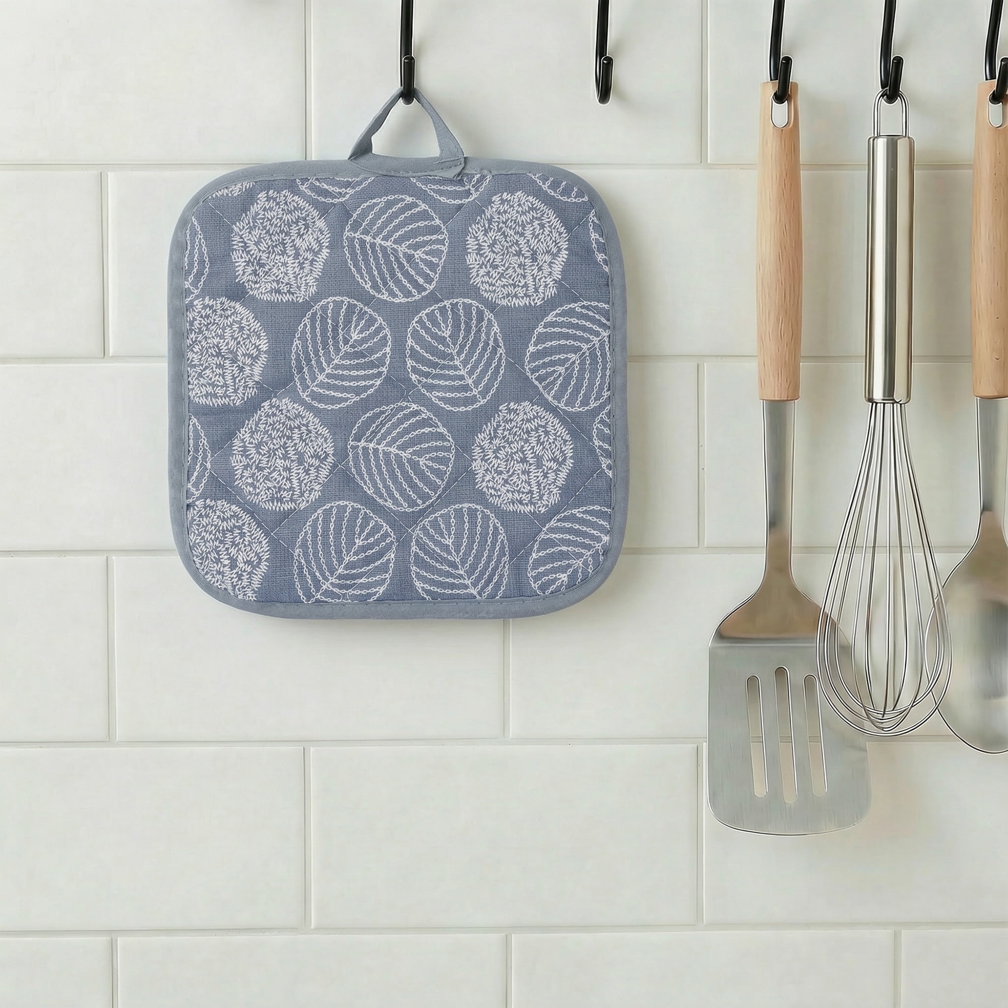 Unique Bargains Pot Holders Heat Resistant Non Slip Hot Pads for Kitchen Baking Blue 4Pcs