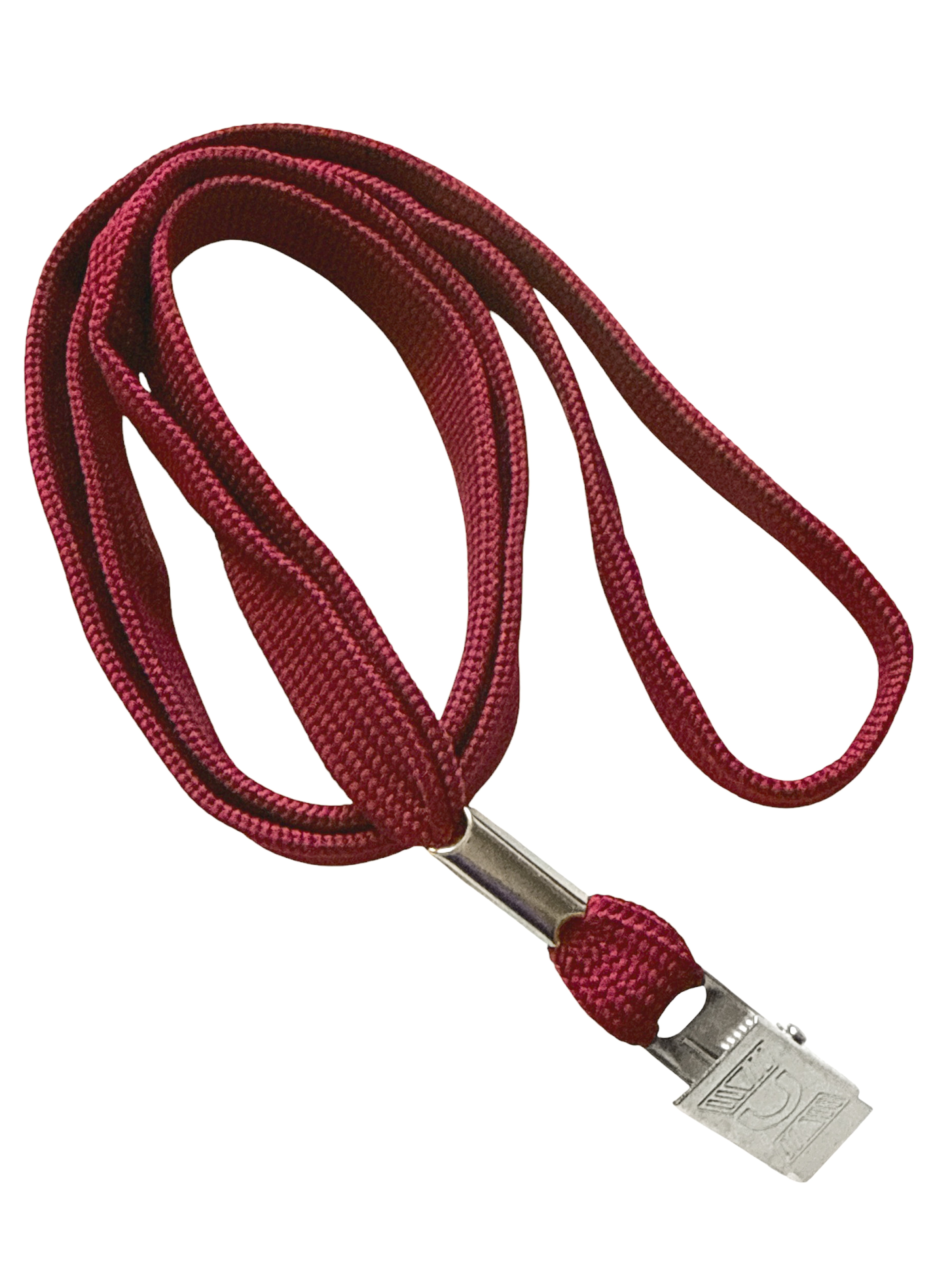 OnDepot Flat ID Neck Lanyards for Badges with Bulldog Clip, Maroon, 100 Pack