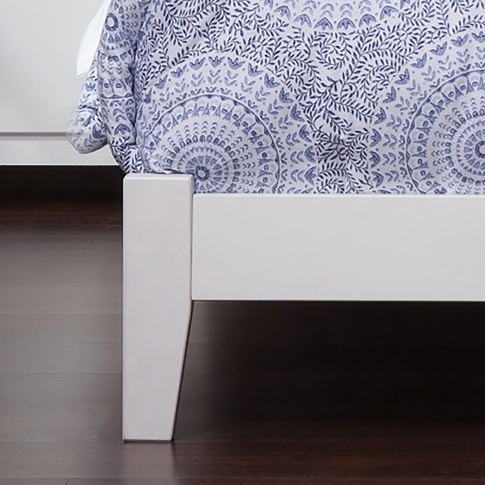 AFI Metro Full Low Profile Wood Platform Bed Frame with Panel Headboard, White