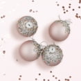 thumbnail image 3 of 4ct Pink Beaded and Sequined Glass Ball Christmas Ornament Set 2.75" (70mm), 3 of 9