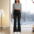 thumbnail image 4 of zaveiop Maternity Flare Leggings Pockets Workout Yoga Bootcut Pregnancy Womens Pants over the Belly (Black, S), 4 of 5