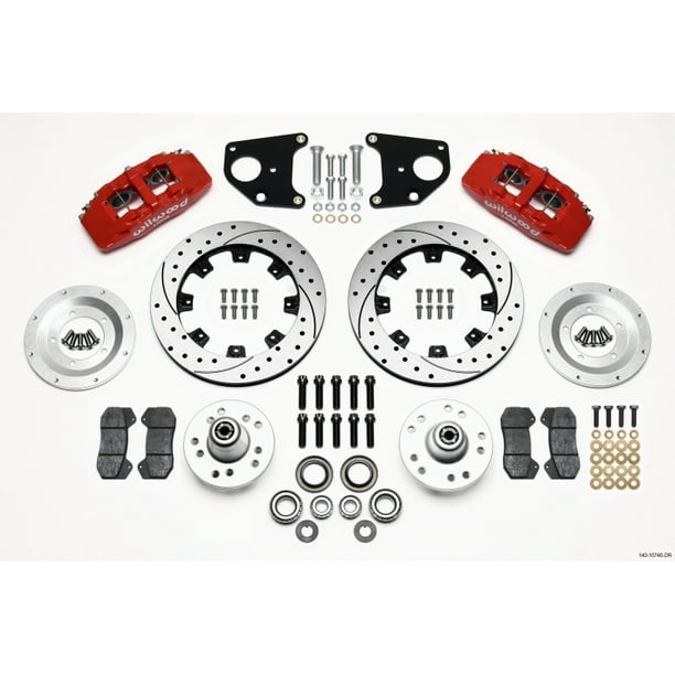 Wilwood Dynapro 6 Front Hub Kit 12.19in Drilled Red 6272 CDP B & E BodyDrum