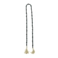 thumbnail image 6 of DecMode Green Wood Bohemian Garland Décor with Geometric Bead Details and Cream Cotton Tassel, 81"L, 6 of 7