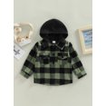 thumbnail image 2 of Bagilaanoe Toddler Baby Boy Hooded Jacket Plaid Long Sleeve Single-Breasted Shacket Coat with Pockets 6M 12M 18M 24M 3T 4T 5T Kids Fall Casual Outwear, 2 of 9