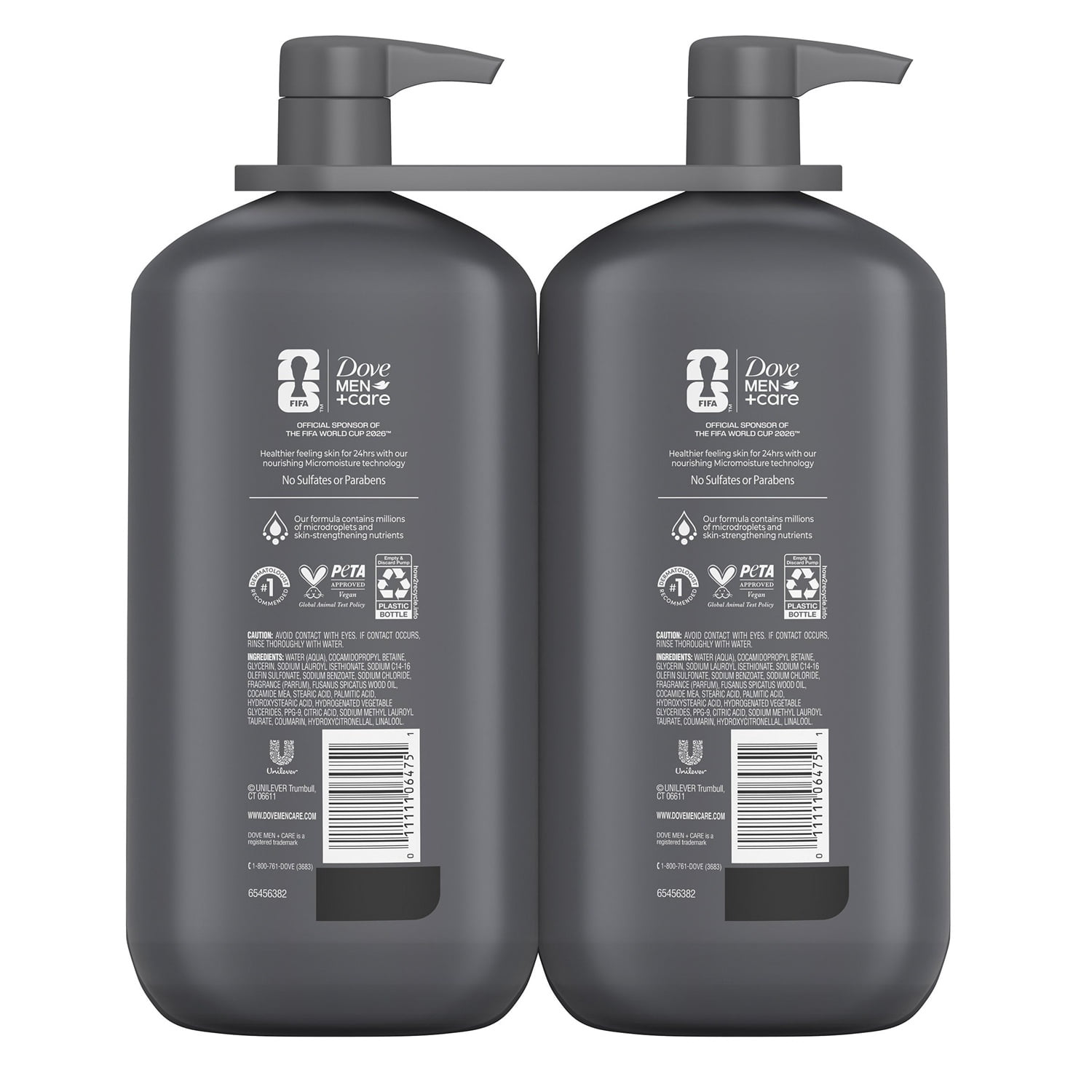 Dove Men+Care Sandalwood Striker Body & Face Wash, 32 fl oz, 2 Pack, Pump Bottles