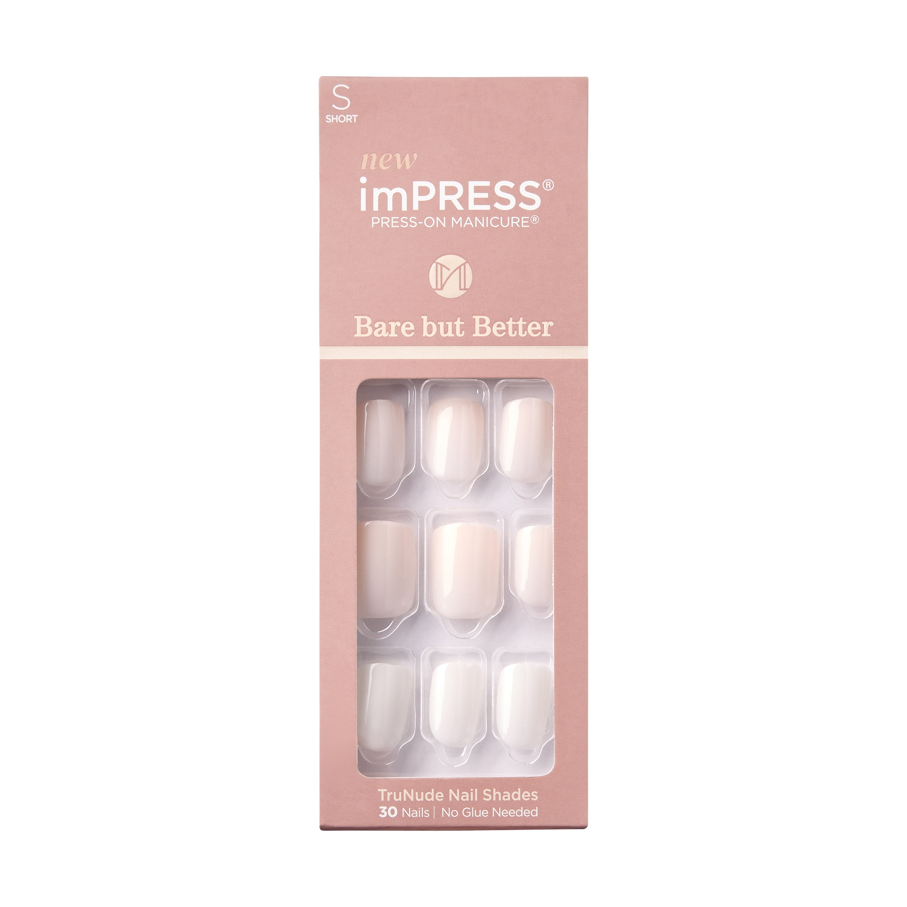 KISS imPRESS Bare but Better Press-on Nails, ‘All Natural’, 30 Count