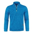 thumbnail image 4 of Havenx Quarter Zip Thermal Sweater for Men Long Sleeve Knitted Sweatshirts 1/4 Zipper Mock Neck Sweaters Stand Collar Outdoor Athletic Slim Fit Casual Workout Clothing,Blue L, 4 of 5
