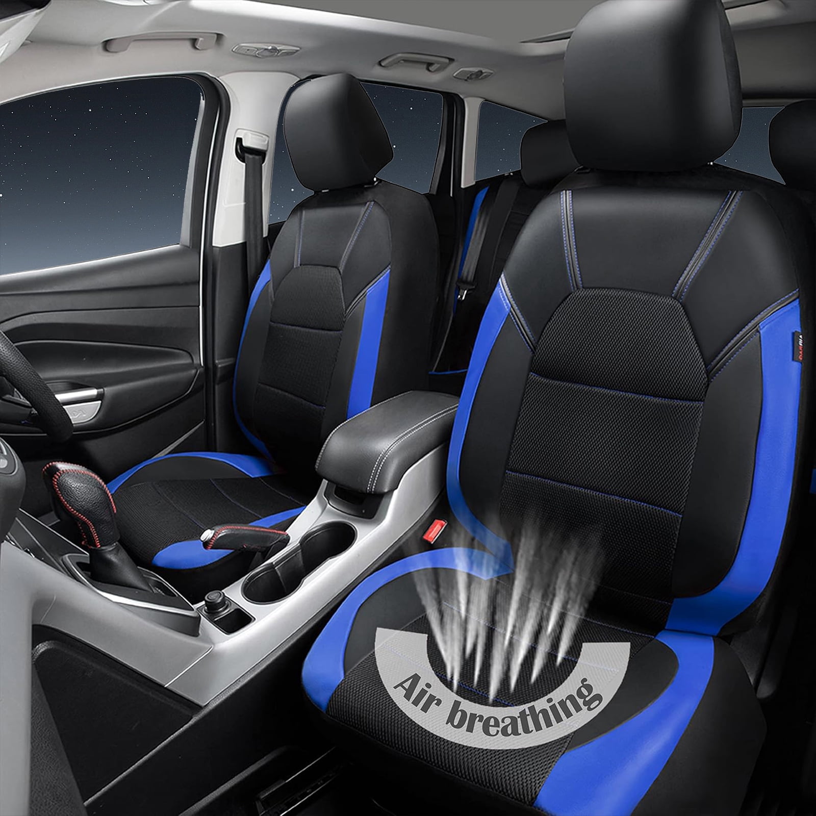 CAR GRAND Leather car seat covers air mesh breathable universal fit airbag compatible car, SUV, truck and van