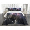 thumbnail image 3 of Ambesonne Constellation Quilted Bedspread Set 3 Pcs, Vivid Supernova, Queen Size, Pale Pink Blue Black, 3 of 5
