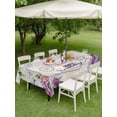 thumbnail image 3 of Outdoor Tablecloth with Umbrella Hole and Zipper, Happy Birthday Rectangle Table Cloth 60x84 Inch Waterproof Tablecloth, Purple Dress Crown Carriage Flowers Retro Picnic Table Cover for Patio Camping, 3 of 7
