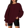thumbnail image 2 of ORUYROP Chandails en Molleton Surdimensionnés pour Femmes Manches Longues Col Rond Chandail Décontracté Ample Couleur Unie Polaire Tops Pulls, 2 of 7