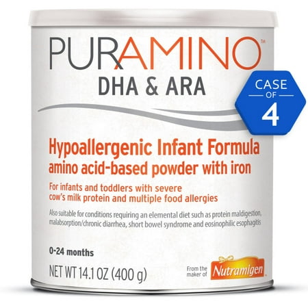 PurAmino DHA and ARA Hypoallergenic Infant Formula, Powder, 14.1 oz Cans, Case of