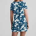 thumbnail image 5 of Blmnix Dresses for Women 2026 Floral Dress Boho Dresses Popover Under Dress Blue Crew Neck Short Sleeve Mini with Pockets Casual Dresses,M, 5 of 7
