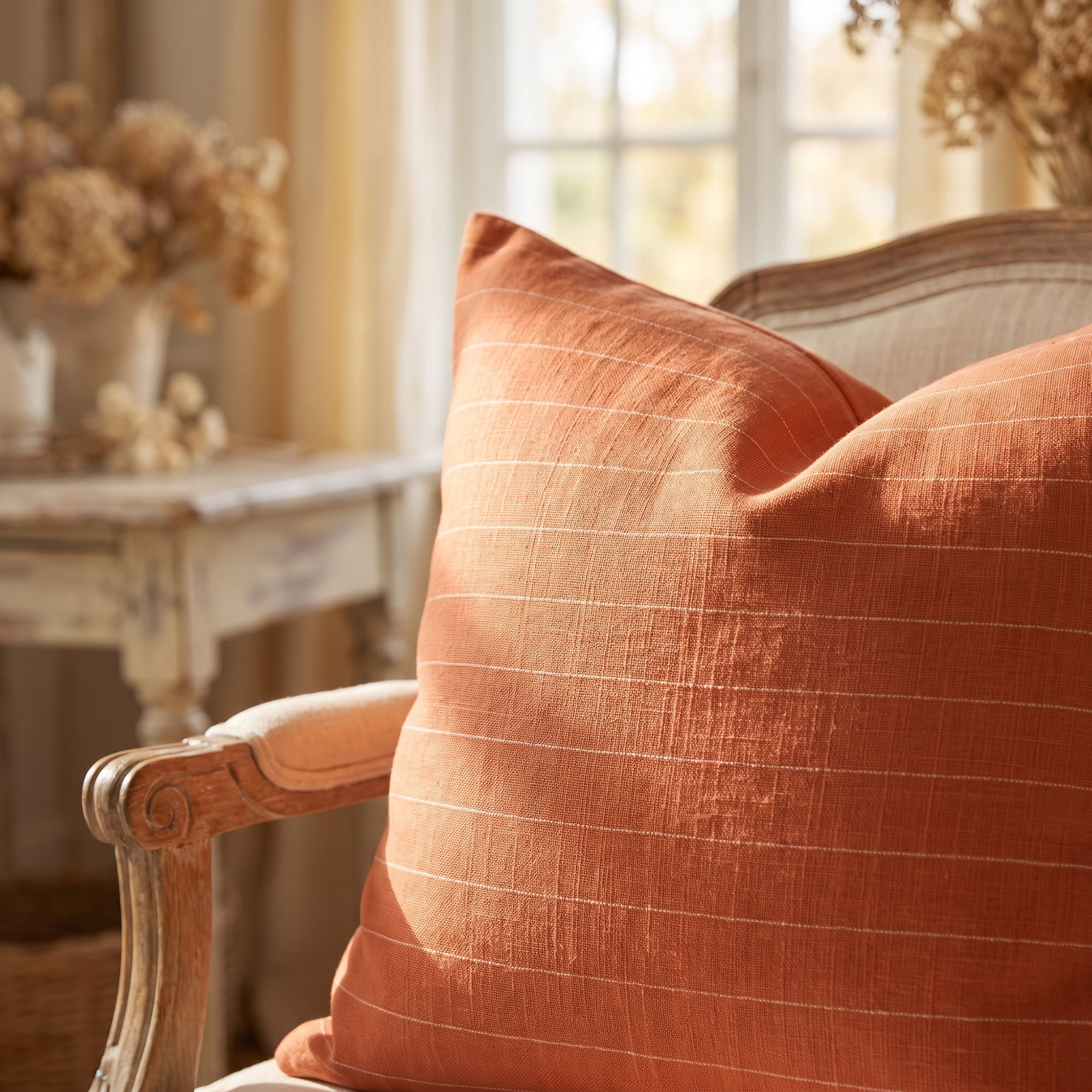 Unique Bargains 2 Pack Fine Stripe Throw Pillow Covers Cotton Blend Cases Red 18"x18"