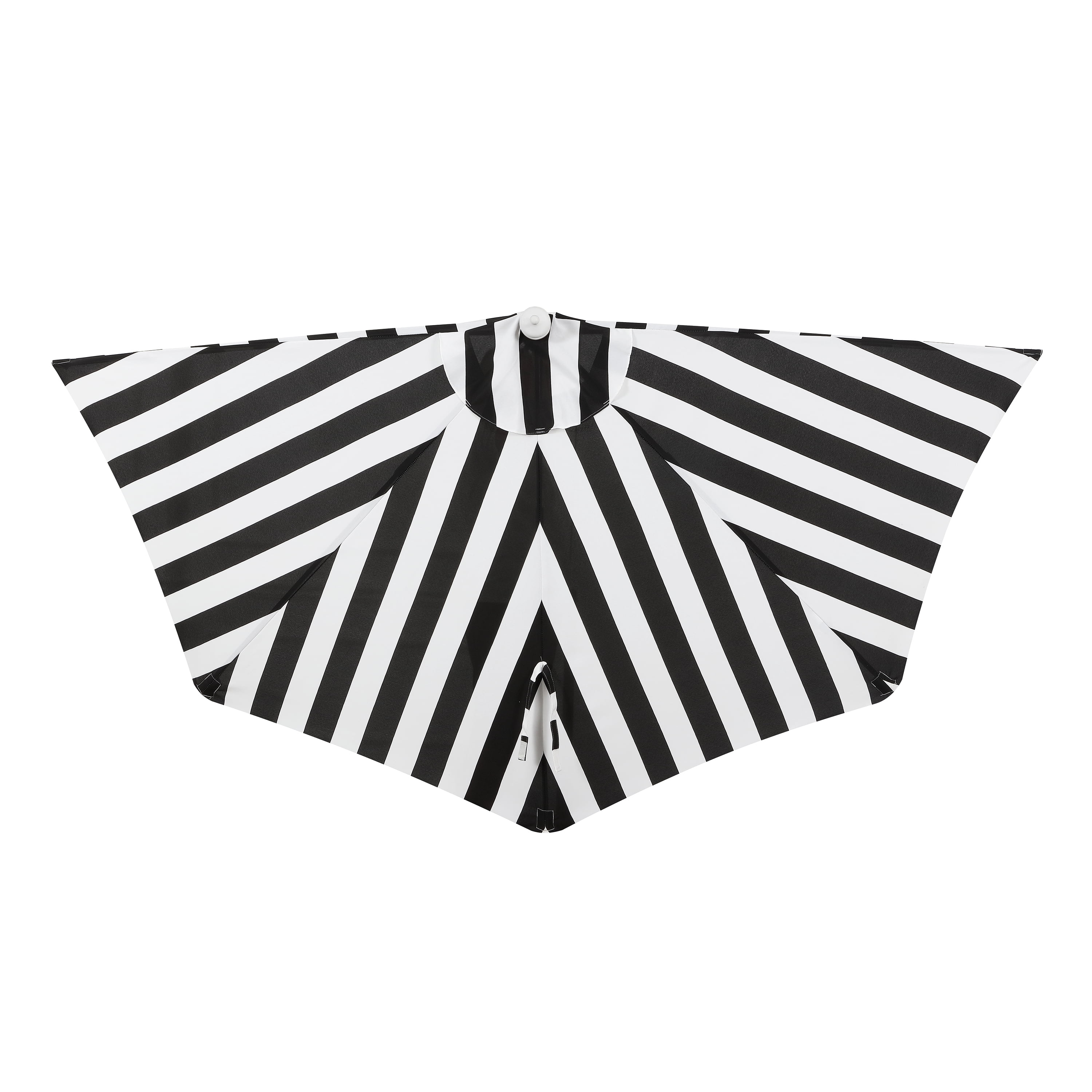 JONATHAN Y Beverly 9 ft. Half Market Patio Umbrella, Designer Classic Scalloped Fringe with Crank, Tilt Button and UV Protection, Black/White, White Pole