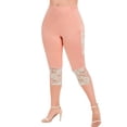 thumbnail image 1 of Women Plus Size Solid Lace Patchwork Elastic Waist Casual Leggings Pants, 1 of 4