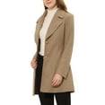 thumbnail image 4 of INSPIRE CHIC Women's Shawl Collar Single Breasted Mid-Thigh Winter Overcoat L Light Brown, 4 of 7