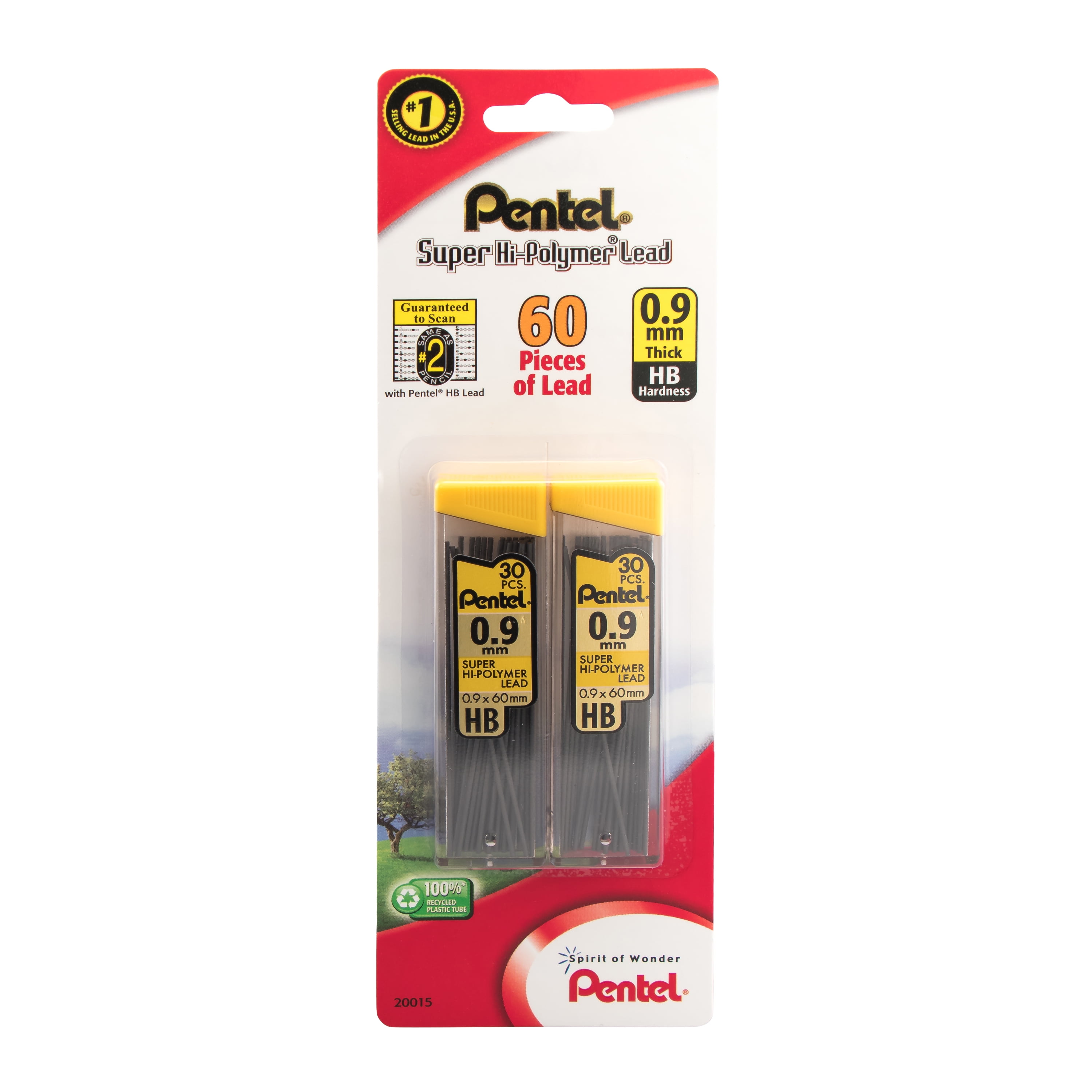 Pentel 50-9-2H Pentel Super Hi-Polymer 0.9mm Thick Lead 15/pk