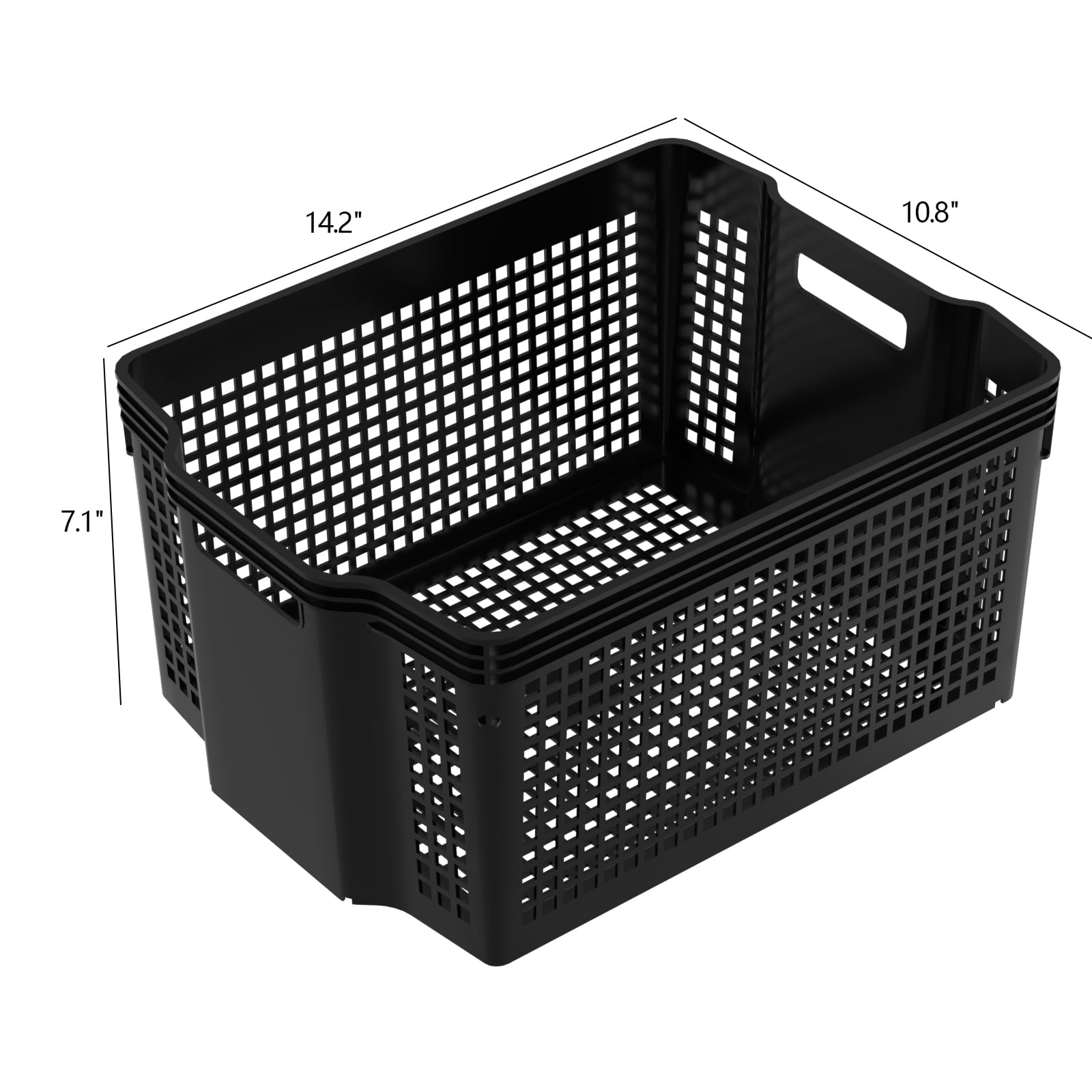 Qqbine 6 Packs Large Plastic Stackable Storage Baskets, Large Open Stacking Storage Basket Bin, Black