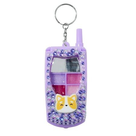 Claire's Girls Purple Corgi Rhinestone Flip Phone Lip Glosses on Chain, Children's