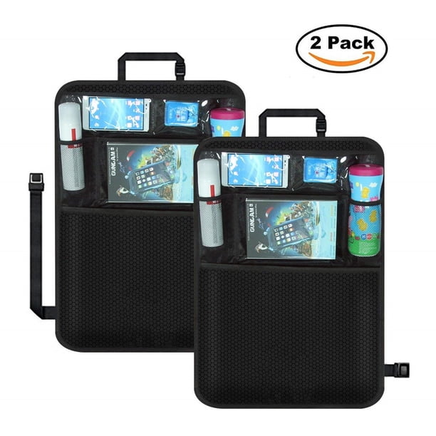 Protector de respaldo de asiento de automóvil para niños, paquete de 2 organizadores de asiento trasero de múltiples bolsillos para niños, material Oxford 600D impermeable con soporte para tableta Ormromra WL-00020