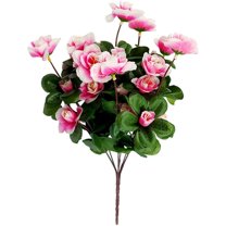 Artificial Azalea Flower Topboutique 5 Pcs Silk Flowers UV Resistant Rhododendrons Bush Faux Decorative Flowers Bouquet for Wedding Party Patio Home Decor, UV Resistant, Pink