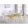 thumbnail image 3 of 7 Piece Dining Set with Rectangular Clear Glass Top and Gold Stainless Steel, 3 of 5