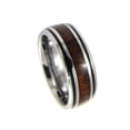 thumbnail image 2 of Genuine inlay Hawaiian koa wood band ring tungsten comfort fit enamel black border 8mm size 9, 2 of 3