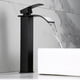 thumbnail image 1 of Grifo de baño con caño de cascada alto negro, grifos de lavabo de tocador de baño de una sola manija, grifo de recipiente para fregadero de 1 orificio, grifo de lavabo con mangueras de sumin, 1 of 4