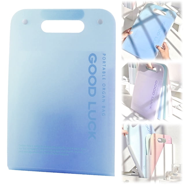 Clearance Sale! Multi-Layer Test Paper Storage Bag Gradient Blue, Gradient Organ Bag with High Aesthetic Value Large Capacity Simple Folder Vertical Multi Layer Paper Material Storage Bag
