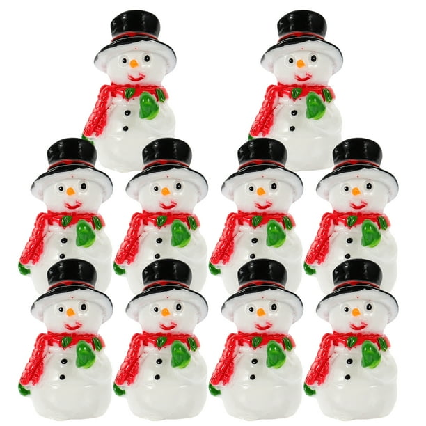 10 Uds. Estatua de muñeco de nieve en miniatura de Navidad recuerdos de fiesta de Navidad figuras de muñeco de nieve de micropaisaje