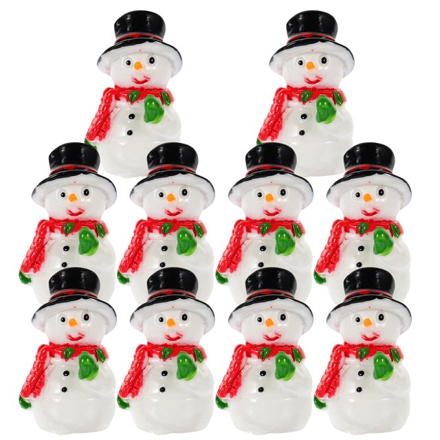 10 Uds. Estatua de muñeco de nieve en miniatura de Navidad recuerdos de fiesta de Navidad figuras de muñeco de nieve de micropaisaje