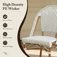 thumbnail image 3 of PURPLE LEAF OUTDOOR 3-Piece French Bistro Dining Set Round Outdoor Patio Table and 2 Armless Chairs Tempered Glass Top PE Rattan Bamboo Print Finish Aluminum Frame White, 3 of 8