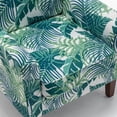 thumbnail image 2 of Sillón de mezcla de poliéster con patrones, marco de madera de abedul sólido con piernas cónicas marrones, silla de acento acolchada de espuma con detalle de adorno para la oficina de la sala de estar, 2 of 5