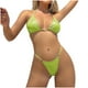 thumbnail image 1 of Traje de baño para mujer, bikini de color liso con tanga y tirantes divididos brillantes, conjunto de dos piezas, trajes de baño para mujer, 1 of 2